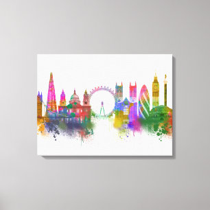 London Skyline - Rainbow Canvas Afdruk