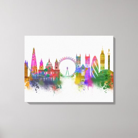 London Skyline - Rainbow Canvas Afdruk (Voorkant)