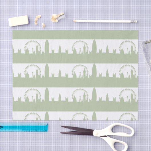 London Skyline Sage tissues papier (Craft)