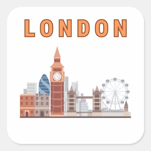 London Skyline Square Stickers (Voorkant)