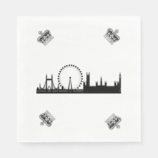 London Skyline Theme Royal Crown Paper Servetten (Voorkant)