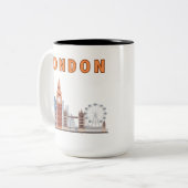 London Skyline Tweekleurige mok van 15 oz. (Voorkant links)