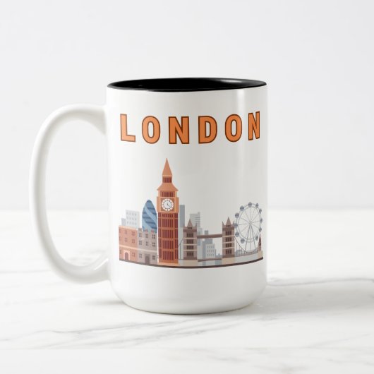 London Skyline Tweekleurige mok van 15 oz. (Links)