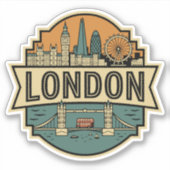London Skyline UK Vintage Travel Badge Sticker (Voorkant)