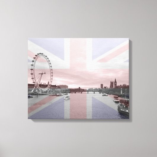 London Skyline Union Jack Flag Canvas Afdruk (Voorkant)
