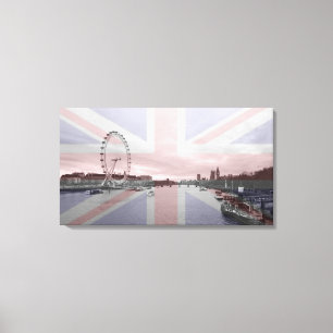 London Skyline Union Jack Flag Canvas Afdruk
