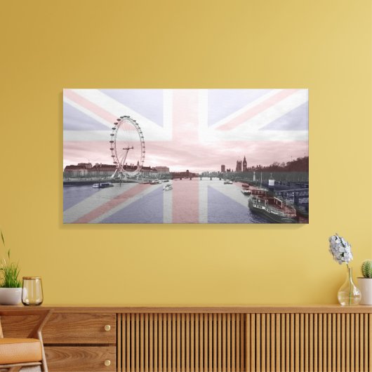 London Skyline Union Jack Flag Canvas Afdruk (Insitu (Woonkamer))