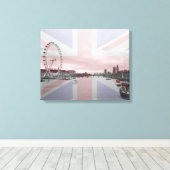 London Skyline Union Jack Flag Canvas Afdruk (Insitu (Houten vloer))