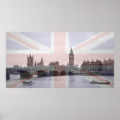 London Skyline Union Jack Flag Poster (Voorkant)