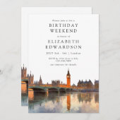 London Skyline Watercolor Birthday Weekend Kaart (Voorkant / Achterkant)