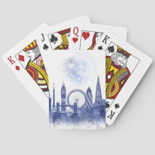 London Skyline - Watercolor Blue Pokerkaarten