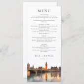 London Skyline Watercolor Elegant Wedding Menu (Voorkant / Achterkant)