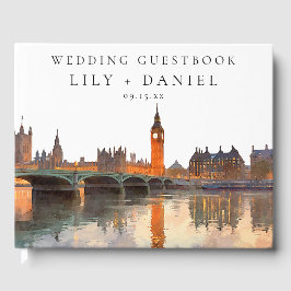 London Skyline Watercolor Wedding Gastenboek