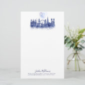 London Skyline - Waterverf Blue Briefpapier (Staand voorkant)