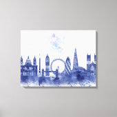 London Skyline - Waterverf Blue Canvas Afdruk (Voorkant)