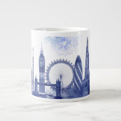 London Skyline - Waterverf Blue Grote Koffiekop (Voorkant)