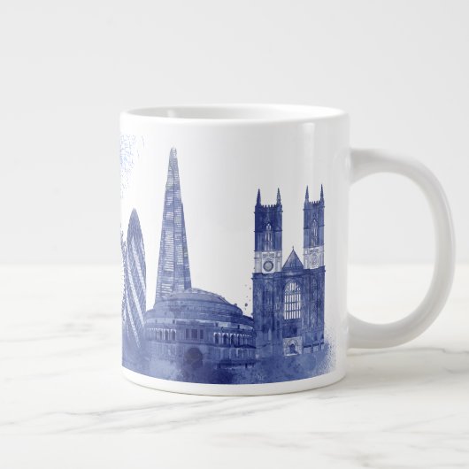 London Skyline - Waterverf Blue Grote Koffiekop (Rechts)
