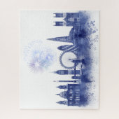 London Skyline - Waterverf Blue Legpuzzel (Verticaal)