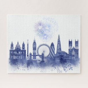 London Skyline - Waterverf Blue Legpuzzel