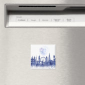 London Skyline - Waterverf Blue Magneet (Insitu (Vaatwasser))