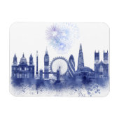 London Skyline - Waterverf Blue Magneet (Horizontaal)