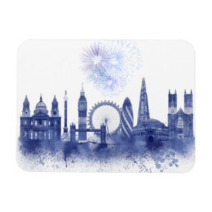 London Skyline - Waterverf Blue Magneet