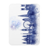 London Skyline - Waterverf Blue Magneet (Verticaal)