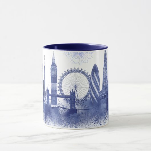 London Skyline - Waterverf Blue Mok (Midden)