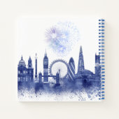 London Skyline - Waterverf Blue Notitieboek (Achterkant)