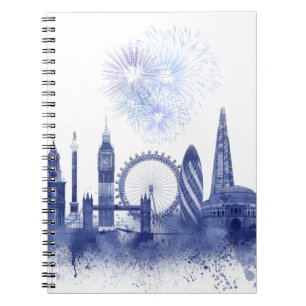London Skyline - Waterverf Blue Notitieboek