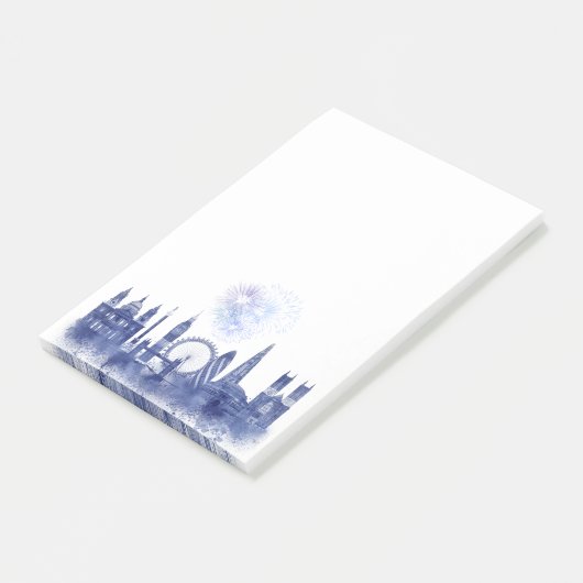 London Skyline - Waterverf Blue Post-it® Notes (Schuin)