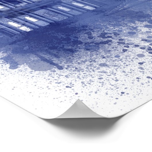 London Skyline - Waterverf Blue Poster (Hoek)