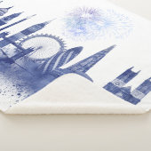London Skyline - Waterverf Blue Sherpa Deken (3/4)