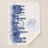 London Skyline - Waterverf Blue Sherpa Deken (Voorkant)