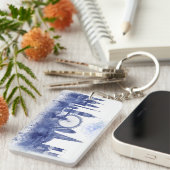 London Skyline - Waterverf Blue Sleutelhanger (Voorkant Rechts)