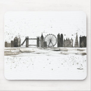 London skyline waterverf muismat