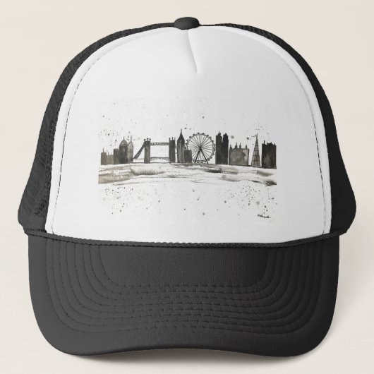 London skyline waterverf trucker pet (Voorkant)
