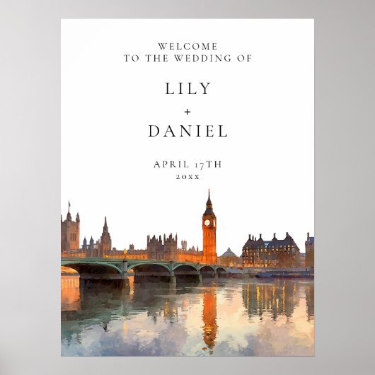 London Skyline Wedding Welcome Sign Poster (Voorkant)