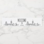 London Skyline | Welkomstbericht Waterfles Etiket (Enkel label)
