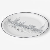 London Skyline with Big Ben Blue Ink Sketch Papieren Bordje (Gekanteld)