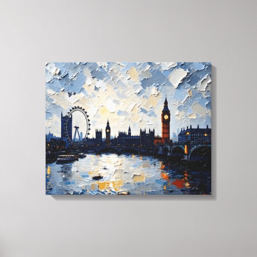 London Skyline Wrapped Canvas | impasto-olieverf (Voorkant)