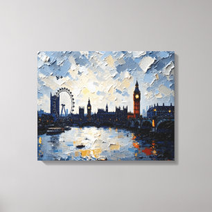 London Skyline Wrapped Canvas   impasto-olieverf Afdruk