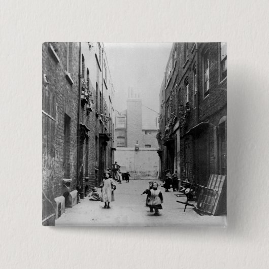 London Slums, 1899 Vierkante Button 5,1 Cm (Voorkant)