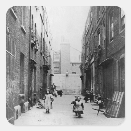 London Slums, 1899 Vierkante Sticker (Voorkant)