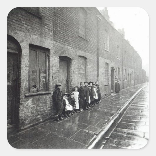 London Slums, c.1900 Vierkante Sticker (Voorkant)