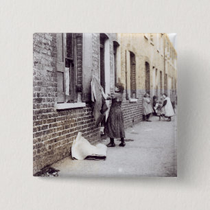 London Slums Vierkante Button 5,1 Cm