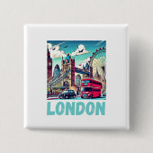 London-Sticker Vierkante Button 5,1 Cm (Voorkant)
