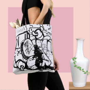 London Street Art Tas, Samurai, Creatieve Kunst Tote Bag