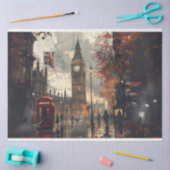 London Street Phone Booth Landschap Decoupage Tissuepapier (Craft)