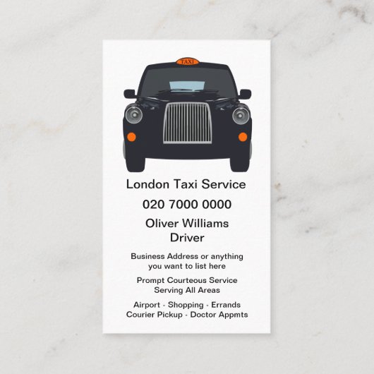 London Taxi Visitekaartjes Double Sided (Achterkant)